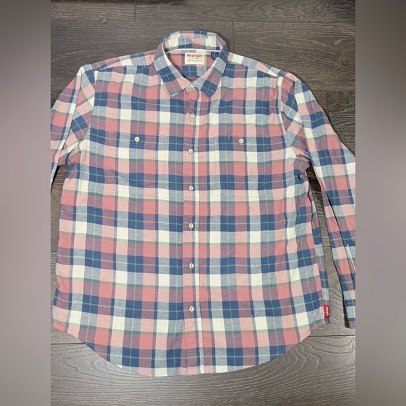 Wrangler Men's Casual Pink and Blue Checkered Shirt Size XL - Picture 2 of 8